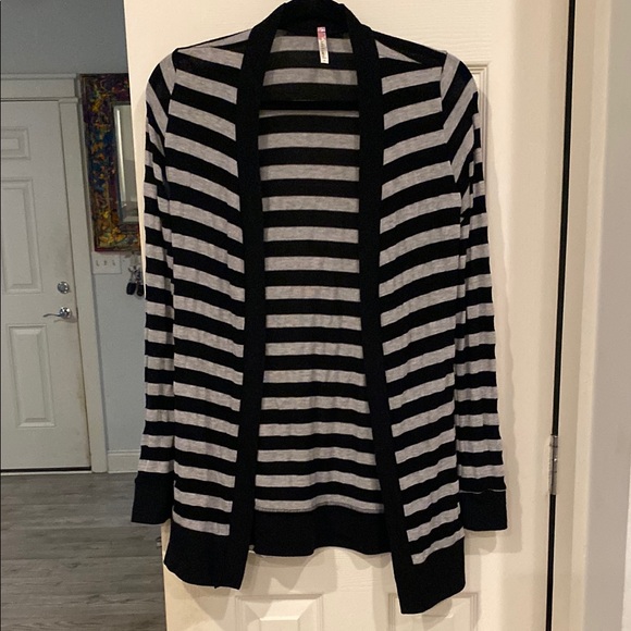 Chris & Carol Sweaters - Striped Black and Gray Cardigan